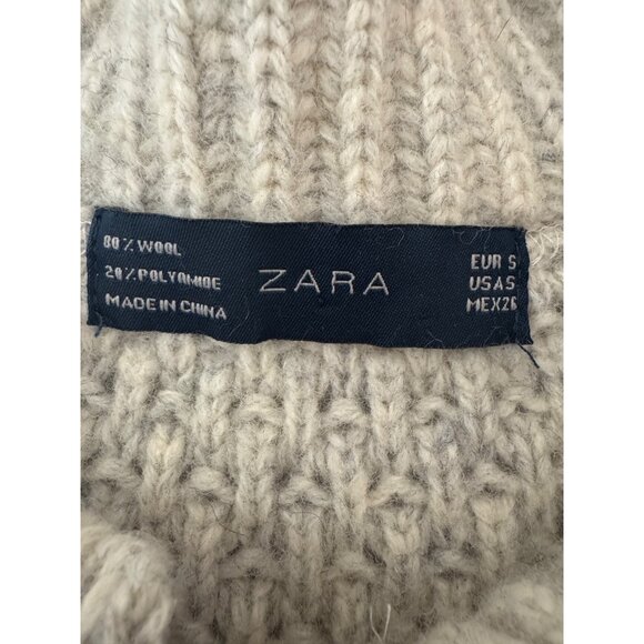 ZARA Beige Small Wool Blend Knit Cardigan Sweater Jacket Button Closures - Picture 4 of 16